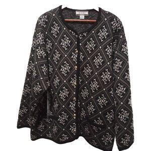 Vintage Crystal KOBE Cardigan Sweater Womens 3xl  Black Grandma Cottage …